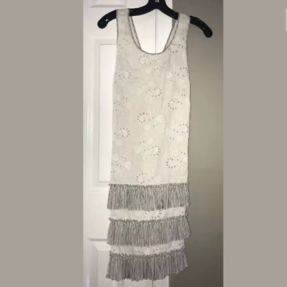 Robe Crème Rebbeca Taylor - Taille 4 - En Lin - Longueur Genou - Occasion Très Bon état